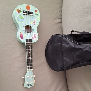 Kids Mint Green Ukulele with Fun Stickers
